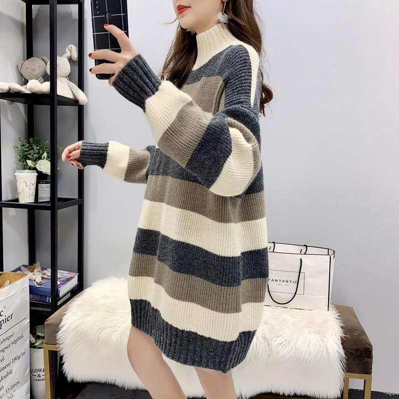 Women's Sweaters Thick Half Turtleneck Sweater Hedging 2023 Autumn And Winter Striped Loose Lazy Wind Ins Super Fire Shirt, Gray
Women's Sweaters Thick Half Turtleneck Sweater Hedging 2023 Autumn And Winter Striped Loose Lazy Wind Ins Super Fire Shirt, Gray