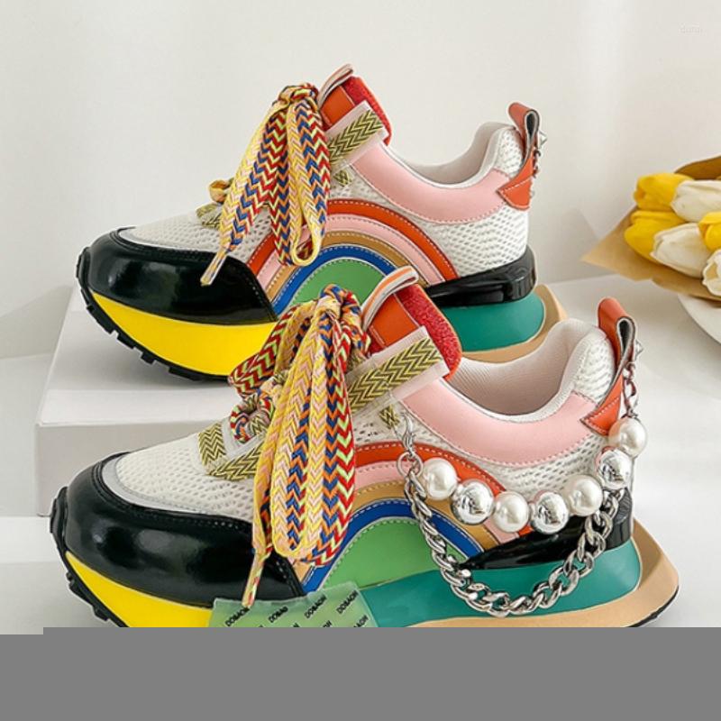 Dress Shoes 2023 Women's Lace Up Rainbow Pearl Chain Vulcanized Thick Soled Sneakers Zapatos De Mujer, White green
Dress Shoes 2023 Women's Lace Up Rainbow Pearl Chain Vulcanized Thick Soled Sneakers Zapatos De Mujer, White green