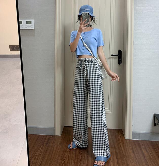 Women' Pants Plaid Women Trousers High Elastic Waist Casual Loose With Pockets Plus Size, 002
Women' Pants Plaid Women Trousers High Elastic Waist Casual Loose With Pockets Plus Size, 002