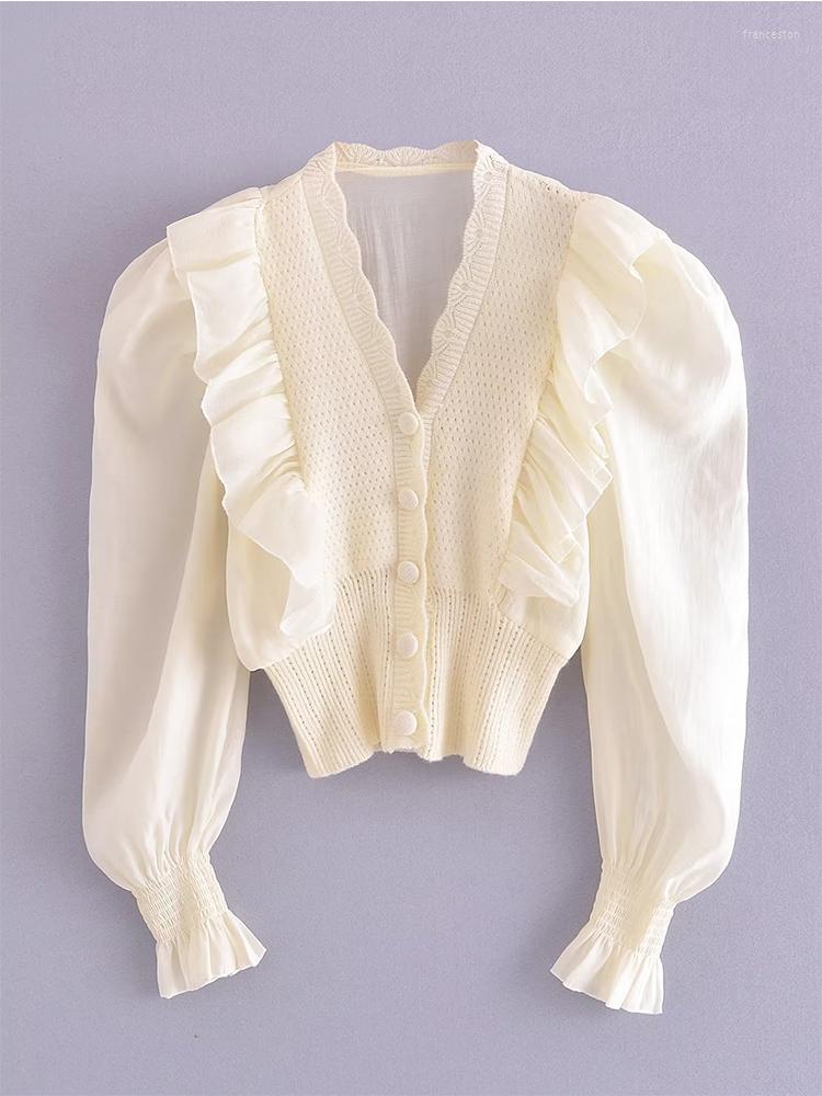 Women's Knits YENKYE Fall Women Ruffles Patchwork Crop Cardigan Vintage Long Sleeve Jumper 2023 Female Knitwear, Beige
Women's Knits YENKYE Fall Women Ruffles Patchwork Crop Cardigan Vintage Long Sleeve Jumper 2023 Female Knitwear, Beige