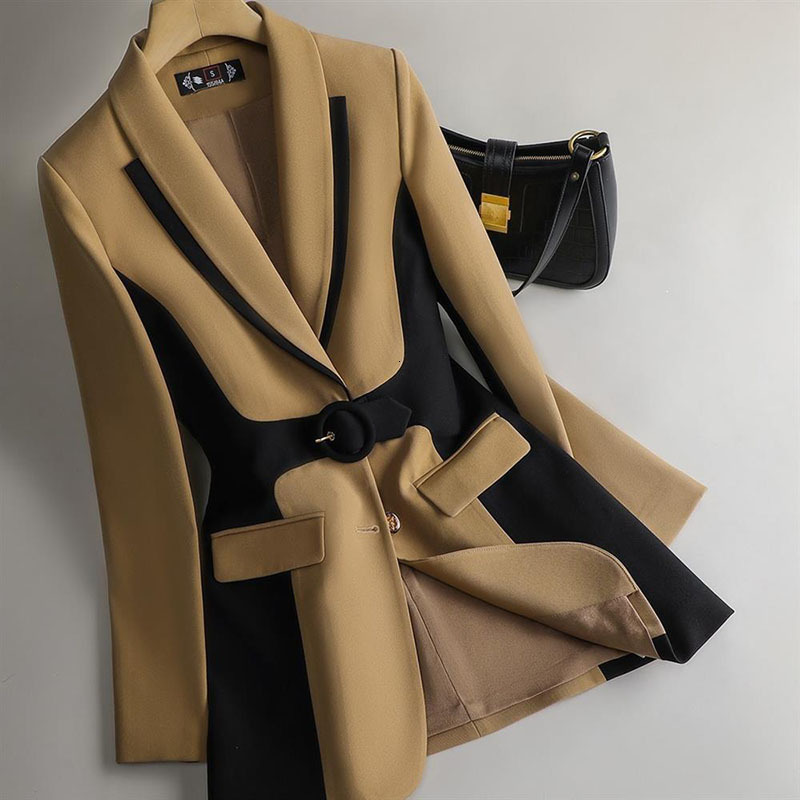 Women' Suits Blazers 3Fashion Stitching Korean Blazer Jacket Women Spring Autumn Long Sleeve Work Loose Femme Tops R1977 230203, Black
Women' Suits Blazers 3Fashion Stitching Korean Blazer Jacket Women Spring Autumn Long Sleeve Work Loose Femme Tops R1977 230203, Black