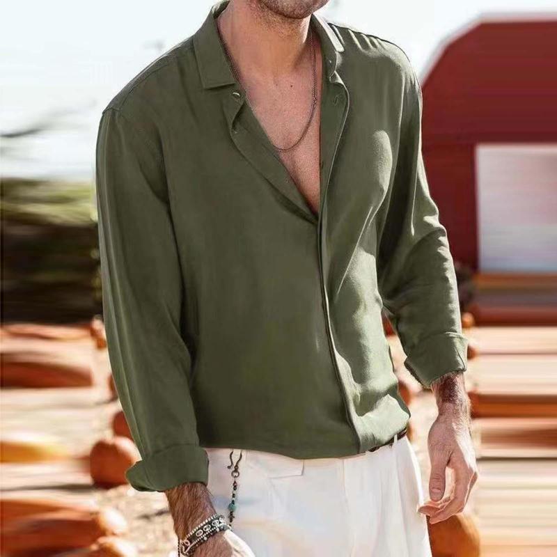 Men's Casual Shirts Summer Cotton Linen Men Solid Turn Down Collar Long Sleeve Loose Beach Style Tops Pullovers, Army green
Men's Casual Shirts Summer Cotton Linen Men Solid Turn Down Collar Long Sleeve Loose Beach Style Tops Pullovers, Army green
