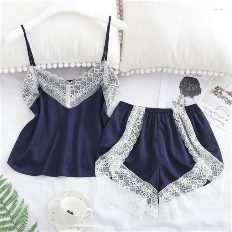 Women's Sleepwear Women's Pajamas Two-piece Sexy Sling V-neck Fashion Tops Shorts Stitching Lace Solid Color Homewear Suit, Black
Women's Sleepwear Women's Pajamas Two-piece Sexy Sling V-neck Fashion Tops Shorts Stitching Lace Solid Color Homewear Suit, Black
