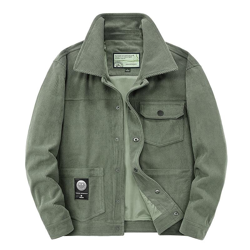 Men's Jackets Corduroy Jacket 2023 Casual Loose Lapel Spring And Autumn Work Solid Color Insert Pocket Youth Cropped TopMen's, Green 
Men's Jackets Corduroy Jacket 2023 Casual Loose Lapel Spring And Autumn Work Solid Color Insert Pocket Youth Cropped TopMen's, Green