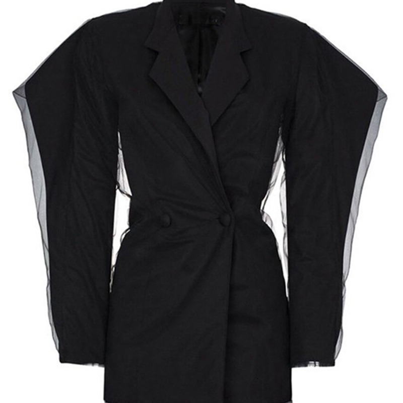 Womens Suits Blazers TWOTWINSTYLE Patchwork Sheer Mesh Blazer For Women Notched Collar Long Sleeve Solid Female Fashion Clothing Style 230202, Black
Womens Suits Blazers TWOTWINSTYLE Patchwork Sheer Mesh Blazer For Women Notched Collar Long Sleeve Solid Female Fashion Clothing Style 230202, Black