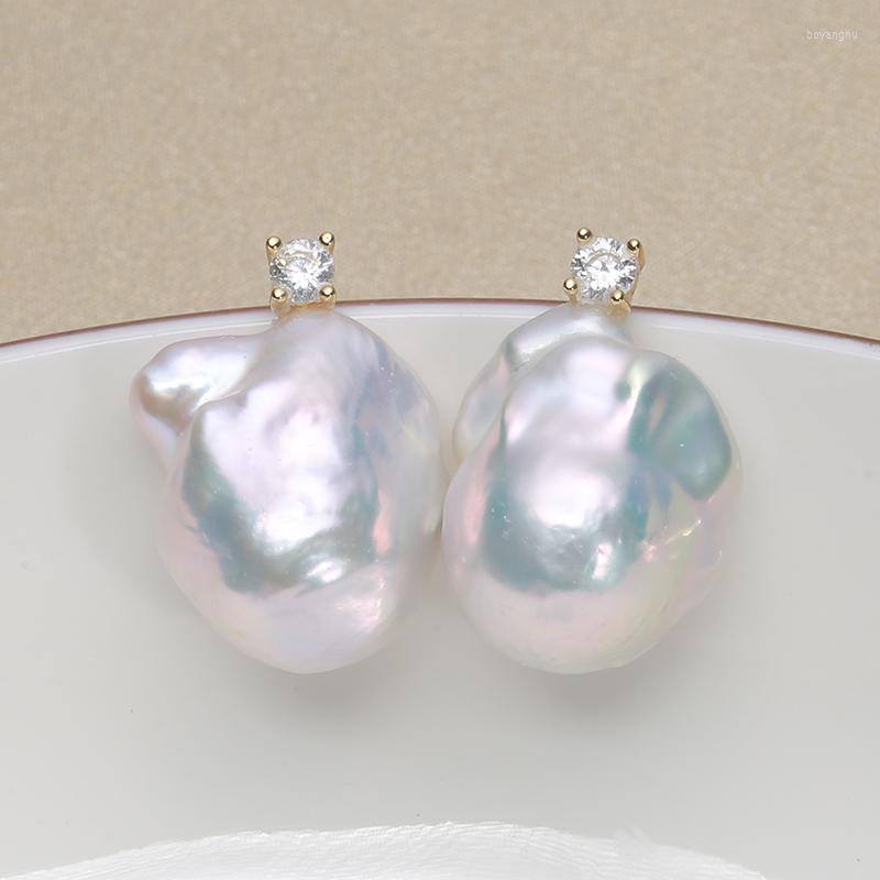 Stud Earrings Natural Fresh Water Pearl 925 Sterling Silver Big Baroque 15-25mm Simple Classic Zircon Princess Style EE
Stud Earrings Natural Fresh Water Pearl 925 Sterling Silver Big Baroque 15-25mm Simple Classic Zircon Princess Style EE