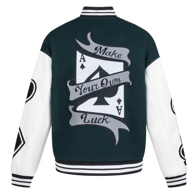 Mens Jackets Playing Card Embroidery Varsity Jacket Men Spring Autumn Hip Hop Streetwear College Baseball Harajuku Bomber Coat Unisex 230203