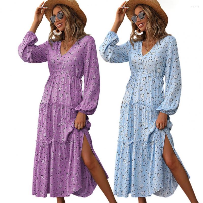 Casual Dresses Maxi Dress V Neck High Waist Large Hemline Long Sleeve Pleated Floral Print Split For Daily Wear, Blue
Casual Dresses Maxi Dress V Neck High Waist Large Hemline Long Sleeve Pleated Floral Print Split For Daily Wear, Blue