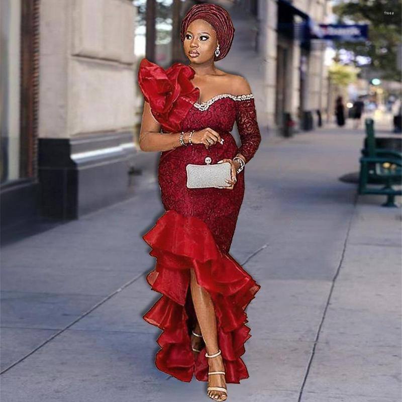 Casual Dresses Mesh Mosaic Diagonal Neck Dress Designer Style One Sleeve Wooden Ear Party, Red
Casual Dresses Mesh Mosaic Diagonal Neck Dress Designer Style One Sleeve Wooden Ear Party, Red