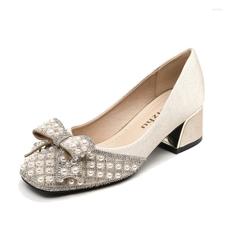 Dress Shoes Big Size 35-43 Women Pumps Med Heel Square Toe Office Lady Pearls Crystal Diamonds Bowknot Decoration Wedding Party, Beige
Dress Shoes Big Size 35-43 Women Pumps Med Heel Square Toe Office Lady Pearls Crystal Diamonds Bowknot Decoration Wedding Party, Beige