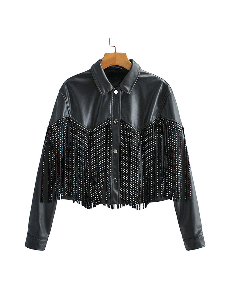 Women' Leather Faux FTLZZ Autumn Winter Tassel Rivet short Jackets Women Loose Moto Bike Soft PU Coat Single Breasted Outwear 230202, Black
Women' Leather Faux FTLZZ Autumn Winter Tassel Rivet short Jackets Women Loose Moto Bike Soft PU Coat Single Breasted Outwear 230202, Black