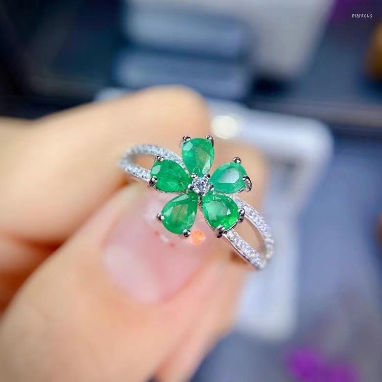 Cluster Rings High Quality Flower Emerald Ring Natural And Real 925 Sterling Silver Fine Jewelry
Cluster Rings High Quality Flower Emerald Ring Natural And Real 925 Sterling Silver Fine Jewelry