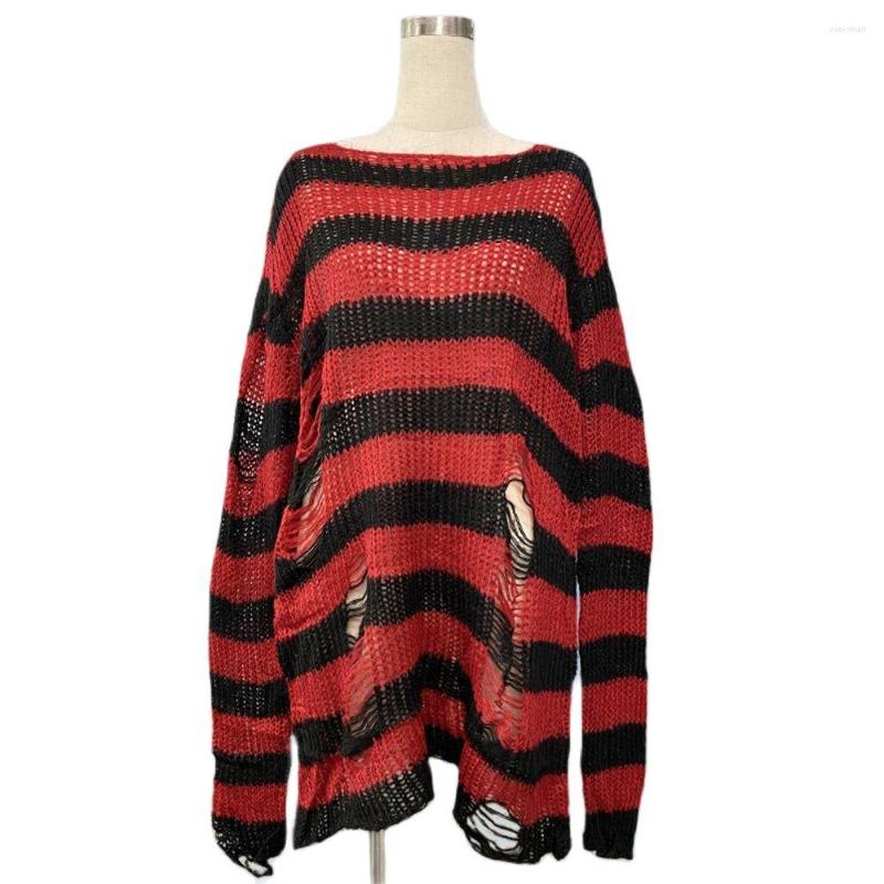 Women's Sweaters Spring 2023 Punk Style Pullovers Women/Girl O-Neck Striped Jacquard Long Sleeve Loose Thin Broken Hole Mohair Kniting, 01
Women's Sweaters Spring 2023 Punk Style Pullovers Women/Girl O-Neck Striped Jacquard Long Sleeve Loose Thin Broken Hole Mohair Kniting, 01