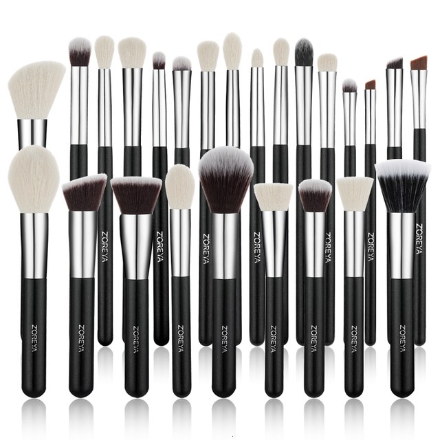 Makeup Tools ZOREYA Black Brushes Set Natural Hair Foundation Powder Eyebrow Contour Eyeshadow Make Up maquiage 230203