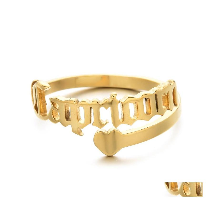 Band Rings Adjustable Heart Stainless Steel 12 Constellations Letter Ring For Woman Opening Wedding Zodiac Finger Jewelry Birthday G Otdbb