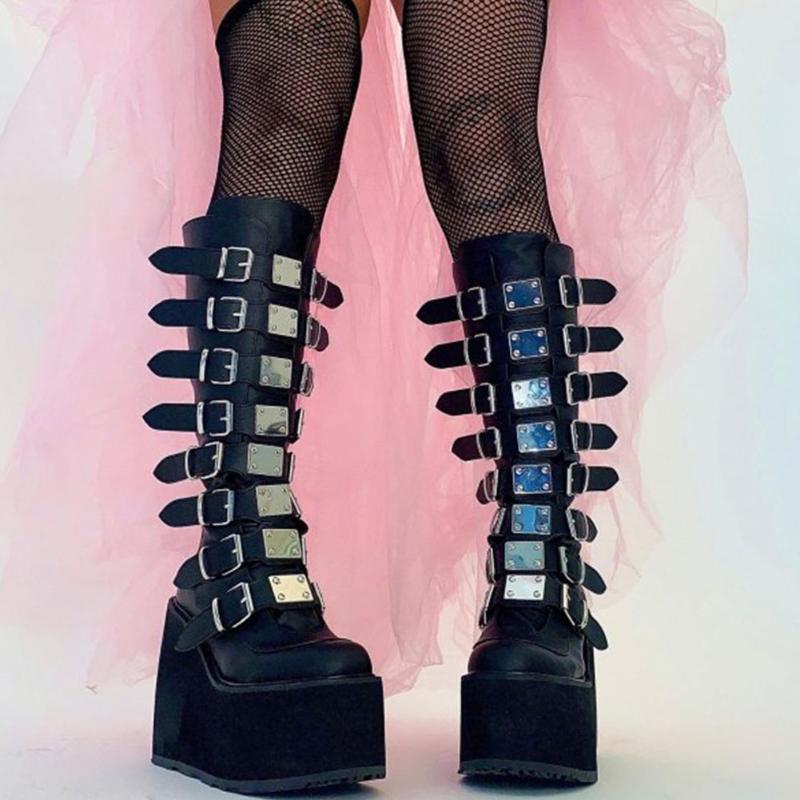 Boots Brand Design Black Big Size 35-43 Cool Punk Motorcycles Female Platform Wedges High Heels Calf Women Shoes
Boots Brand Design Black Big Size 35-43 Cool Punk Motorcycles Female Platform Wedges High Heels Calf Women Shoes