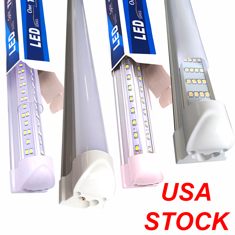 LED Shop Light V Shape LED Tube Lights Clear Cover Hight Output Linkable Shop Lights Tubes Lighting for Garage 2-8 Ft 25Pack USA Stock Crestech168