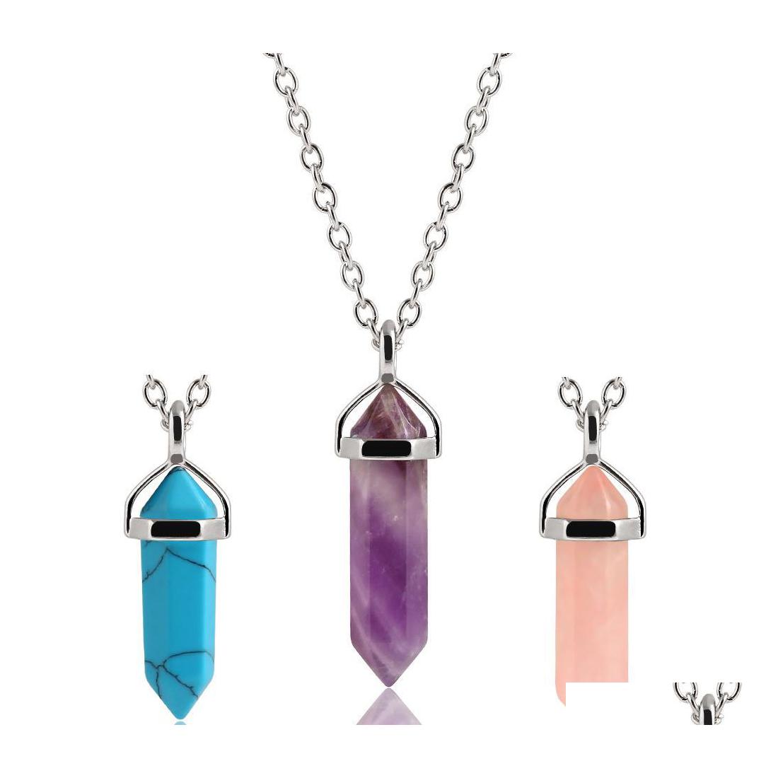 Pendant Necklaces Hexagonal Prism Rose Quartz Point Necklace Wire Wrapped Healing Crystals Purple Chakra Stone Power Reiki Luckyhat Dhq5Y
Pendant Necklaces Hexagonal Prism Rose Quartz Point Necklace Wire Wrapped Healing Crystals Purple Chakra Stone Power Reiki Luckyhat Dhq5Y