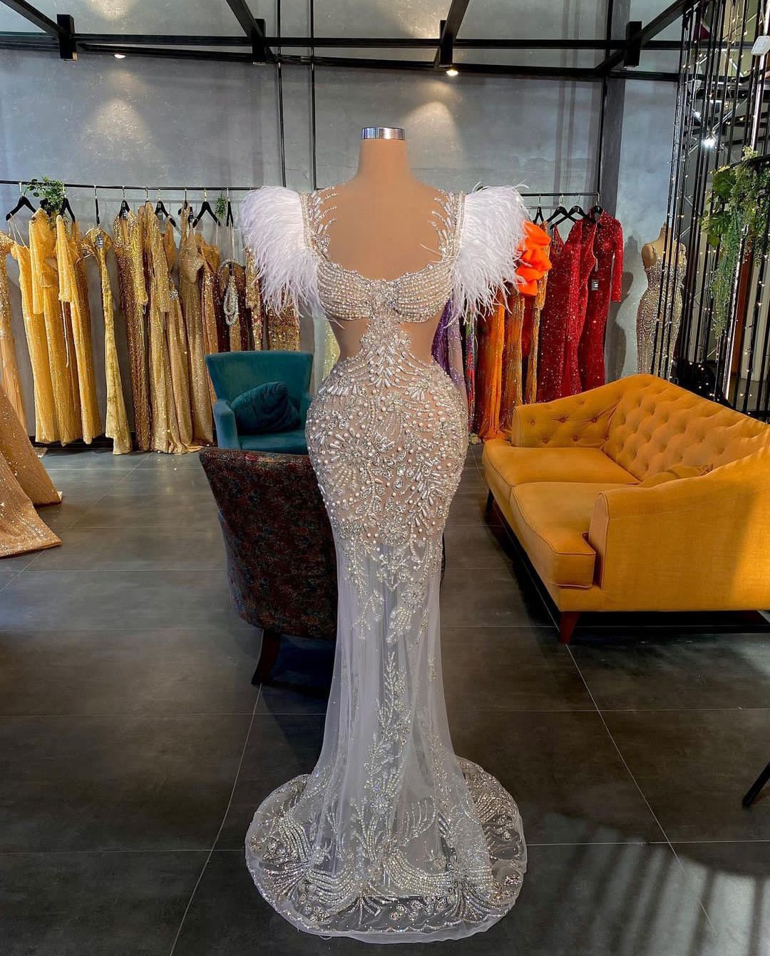 Sexy Mermaid Prom Dresses Sleeveless Bateau Feather 3D Lace Hollow Appliques Sequins Beaded Floor Length Celebrity Formal Evening Dresses Plus Size Custom Made, Water melon
Sexy Mermaid Prom Dresses Sleeveless Bateau Feather 3D Lace Hollow Appliques Sequins Beaded Floor Length Celebrity Formal Evening Dresses Plus Size Custom Made, Water melon