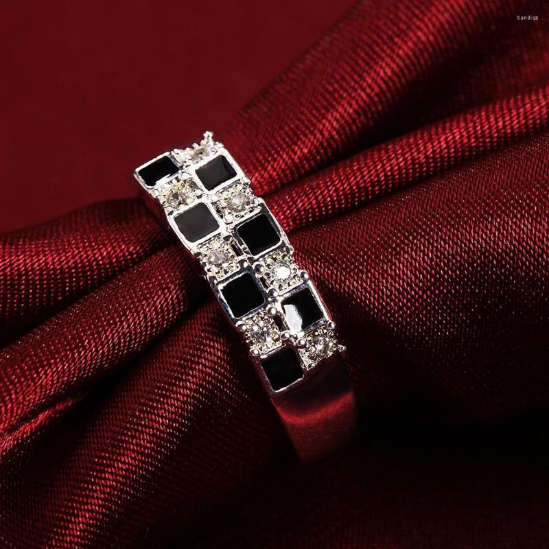 Wedding Rings Brands 925 Color Silver Fine Crystal Black And White Grid For Women Fashion Party Gifts Lady Charm Jewelry
Wedding Rings Brands 925 Color Silver Fine Crystal Black And White Grid For Women Fashion Party Gifts Lady Charm Jewelry