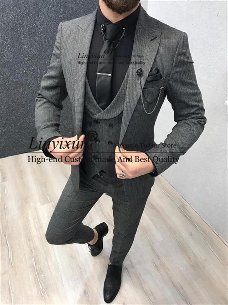 Men's Suits Formal Grey Men Slim Fit Man Tuxedos 3 Piece Jacket Pants Vest Set Traje Hombre Business Male Prom Blazer Terno Masculino, Black
Men's Suits Formal Grey Men Slim Fit Man Tuxedos 3 Piece Jacket Pants Vest Set Traje Hombre Business Male Prom Blazer Terno Masculino, Black