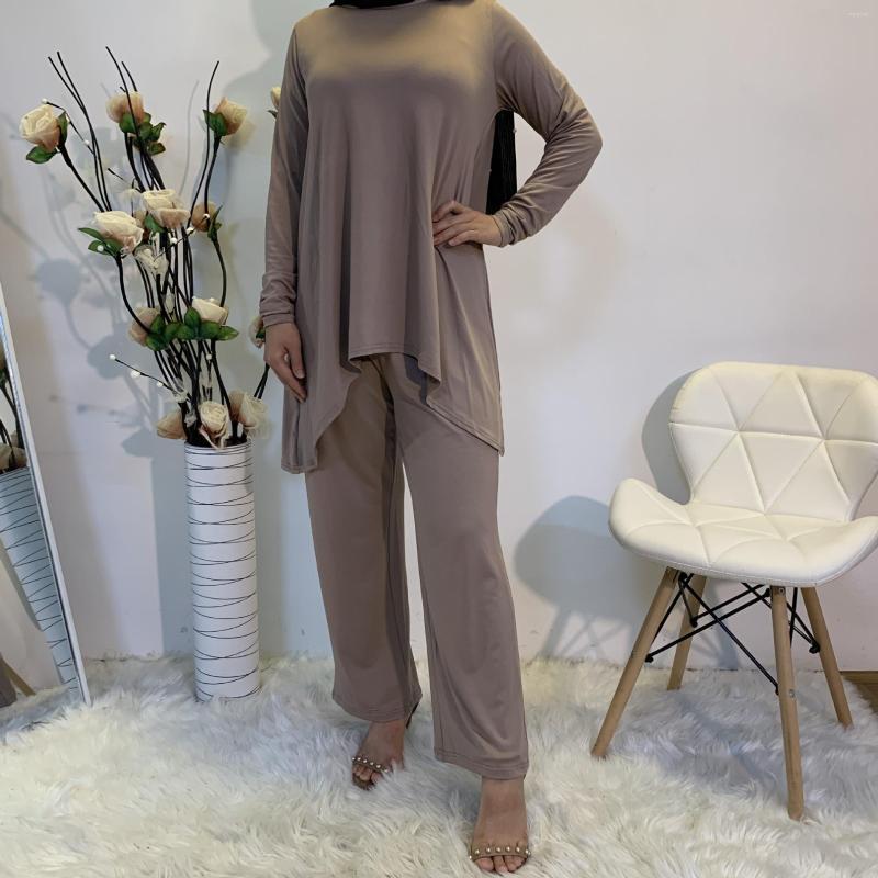 Ethnic Clothing Plain Two Piece Pants Set Summer Women Muslim Eid Matching 2 Pieces Suits Long Sleeve T Shirt Dubai Casual Modesty
Ethnic Clothing Plain Two Piece Pants Set Summer Women Muslim Eid Matching 2 Pieces Suits Long Sleeve T Shirt Dubai Casual Modesty