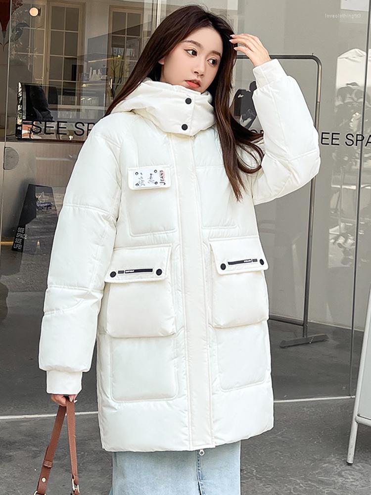 Women's Trench Coats 2023 Design Oversized Winter Jacket For Middle Long Fashoin Hooded Padded Warm Thicken Female Ladies Parka Coat, White 
Women's Trench Coats 2023 Design Oversized Winter Jacket For Middle Long Fashoin Hooded Padded Warm Thicken Female Ladies Parka Coat, White