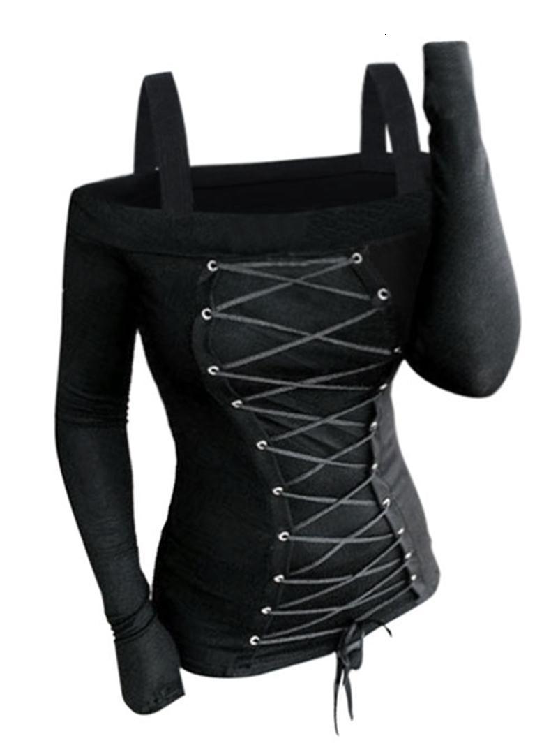 Women's T-Shirt Gothic Women Casual T Shirts Cold Shoulder Lace-Up Front Ribbed T-Shirt Solid Color Long Sleeve Female Fashion Tops Tee 230203, Black6601
Women's T-Shirt Gothic Women Casual T Shirts Cold Shoulder Lace-Up Front Ribbed T-Shirt Solid Color Long Sleeve Female Fashion Tops Tee 230203, Black6601