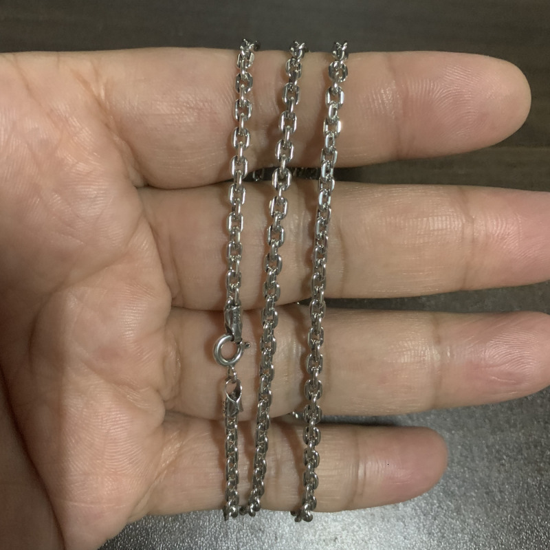 Chokers Pure Silver 3mm necklace S925 Sterling Silver Jewelry Square Men Women Necklace Chain 925 silver Round chain necklace 230301
