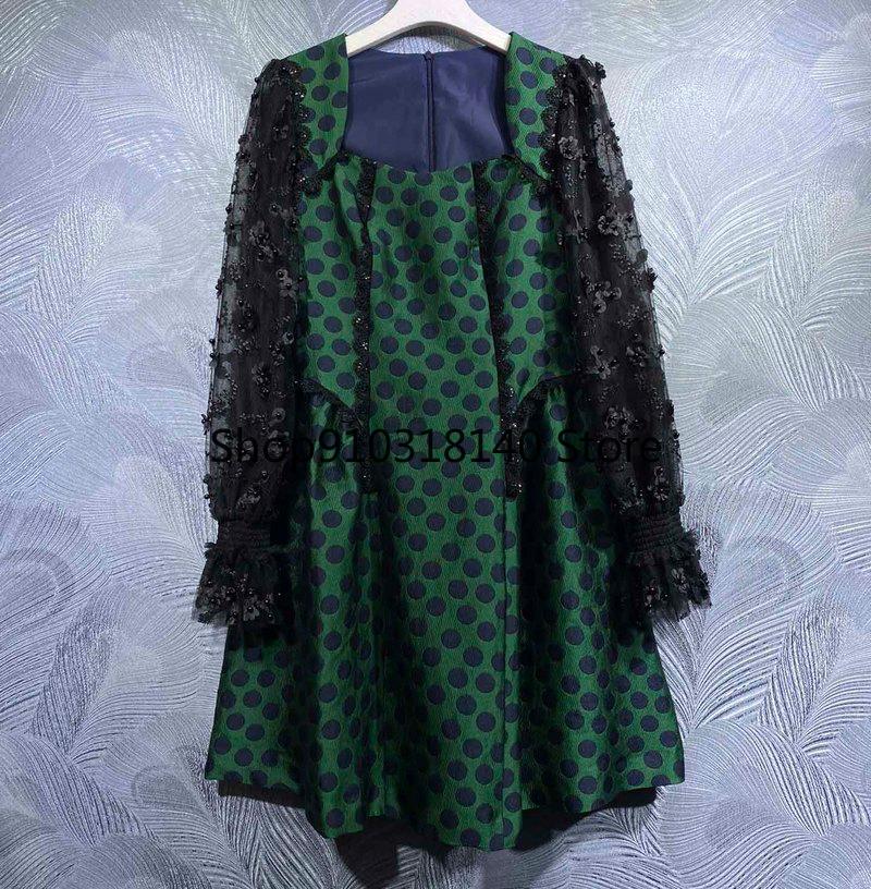 Casual Dresses High Quality 2023 Spring Women Beading Mesh Long Sleeve Patchwork Dots Mini Dress Square Collar Fashion Runway B44, Green
Casual Dresses High Quality 2023 Spring Women Beading Mesh Long Sleeve Patchwork Dots Mini Dress Square Collar Fashion Runway B44, Green