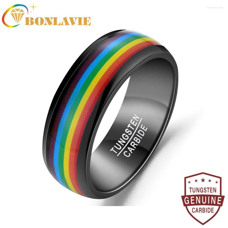 Wedding Rings BONLAVIE 8mm Electric Black Colorful Rainbow Tungsten Steel Ring Fashion For Men Gift Size 7-12
Wedding Rings BONLAVIE 8mm Electric Black Colorful Rainbow Tungsten Steel Ring Fashion For Men Gift Size 7-12