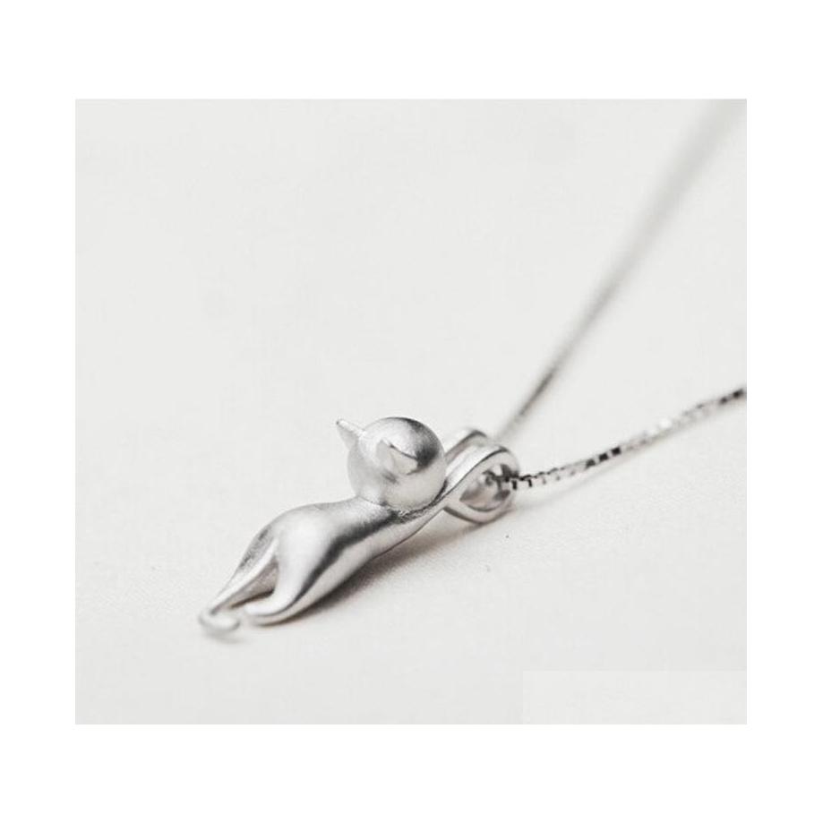 Pendant Necklaces Fashion Jewelry Cute Cat Necklace Choker Sier Color Drop Delivery Pendants Dhuey