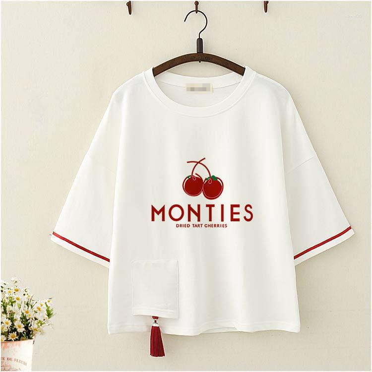 Women' T Shirts Japanese Cartoon Summer Girl Ancient Style Tassel Five-point Sleeve Top Short-sleeved Female Design T-shirt Tshirts
Women' T Shirts Japanese Cartoon Summer Girl Ancient Style Tassel Five-point Sleeve Top Short-sleeved Female Design T-shirt Tshirts