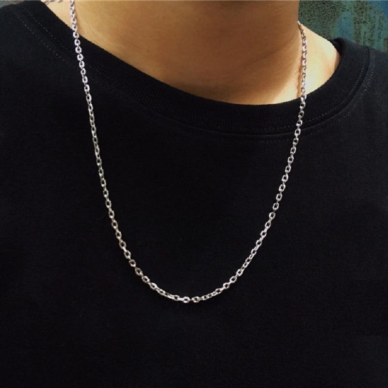 Chokers Pure Silver 3mm necklace S925 Sterling Silver Jewelry Square Men Women Necklace Chain 925 silver Round chain necklace 230301