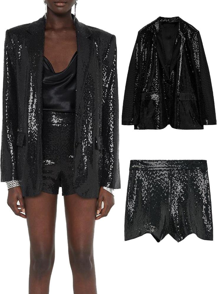 Two Piece Dress Winter Women's Clothing All-match Elegant Black Sequined Suit Jacket High Waist Casual ShortsTwo, Black shorts
Two Piece Dress Winter Women's Clothing All-match Elegant Black Sequined Suit Jacket High Waist Casual ShortsTwo, Black shorts