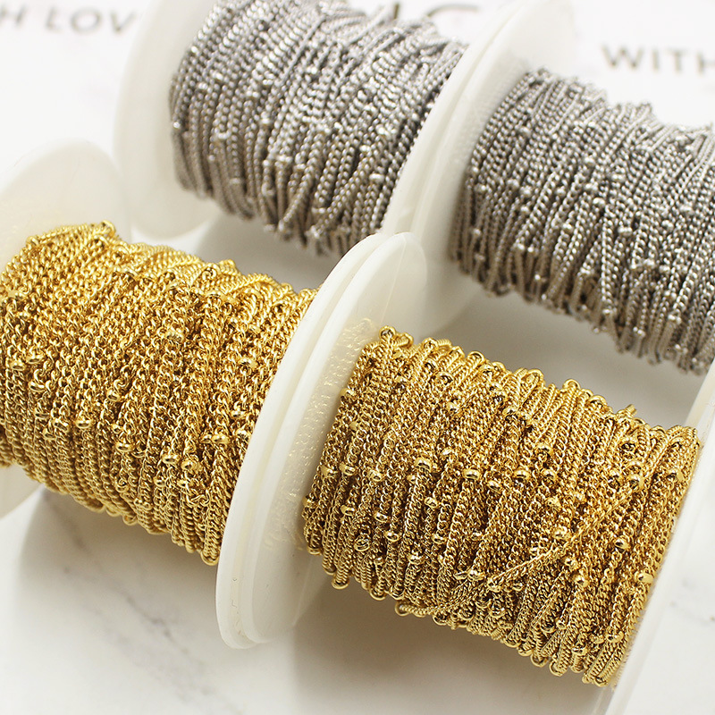 Chains 10 Yardsroll Stainless Steel Satellite Beaded Ball Bulk Chain 1.5mm 2.0mm Fit DIY Bracelets Necklace Jewelry Making Findings 230202
Chains 10 Yardsroll Stainless Steel Satellite Beaded Ball Bulk Chain 1.5mm 2.0mm Fit DIY Bracelets Necklace Jewelry Making Findings 230202