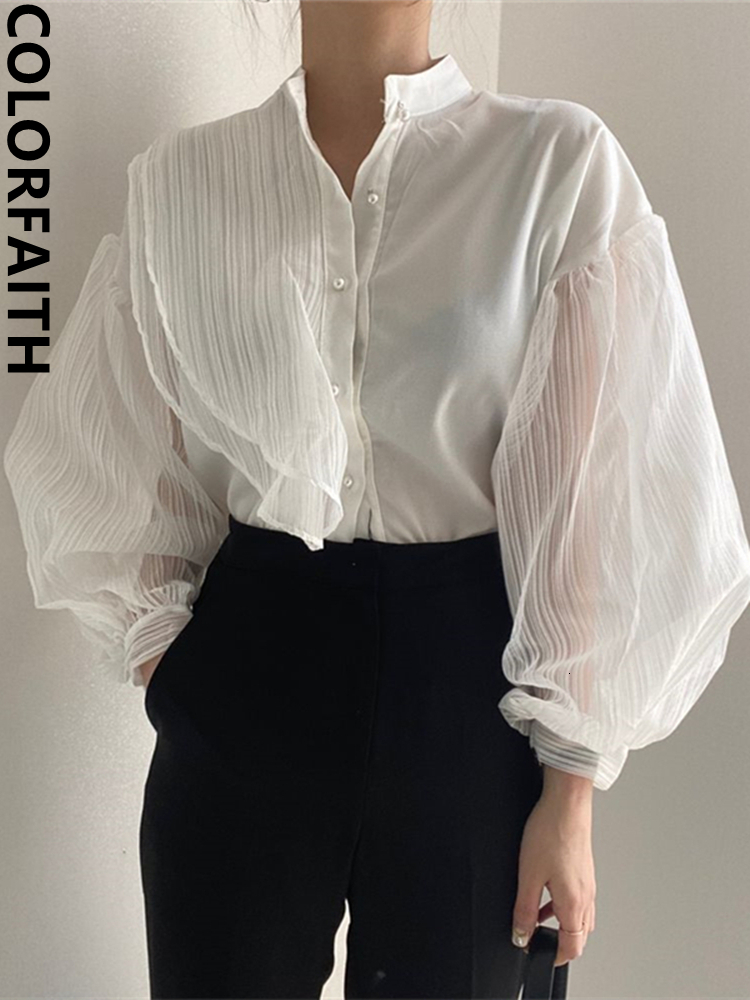 Women's Blouses Shirts Colorfaith Patchwork Tulle Transparent Korean Fashion Spring Summer Blouses Chic Shirts Retro Elegant Lady Tops BL06620 230203, Beige
Women's Blouses Shirts Colorfaith Patchwork Tulle Transparent Korean Fashion Spring Summer Blouses Chic Shirts Retro Elegant Lady Tops BL06620 230203, Beige