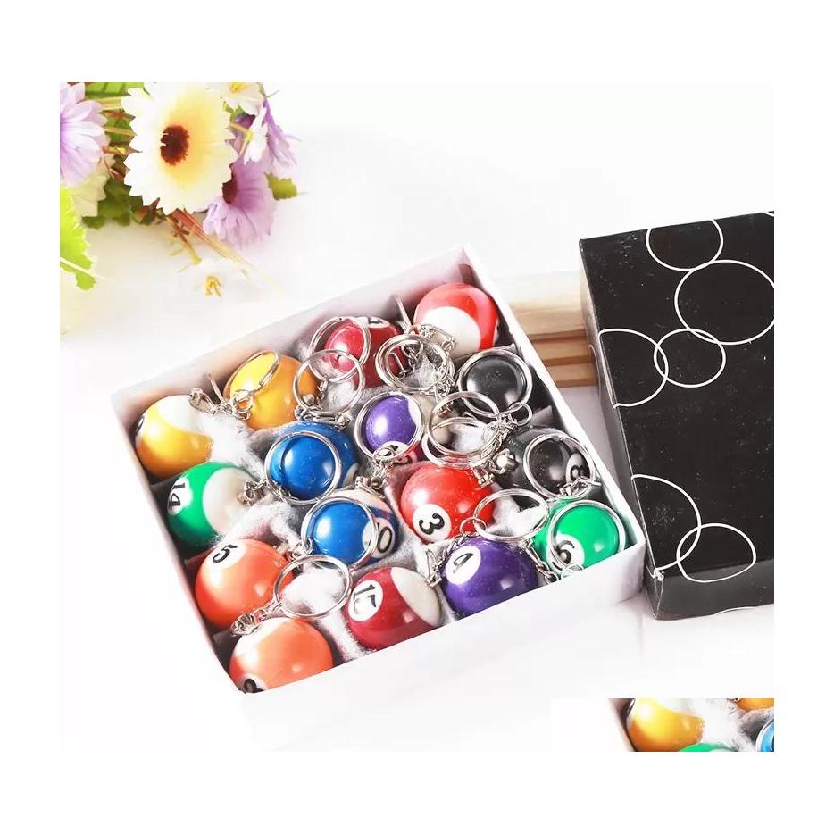 Key Rings 16Pcs/Lot Wholesales Pool Billiard Keychain Snooker Ball Chain Mini Billiards Ring Ship C3 Drop Delivery Jewelry Dhgm2
Key Rings 16Pcs/Lot Wholesales Pool Billiard Keychain Snooker Ball Chain Mini Billiards Ring Ship C3 Drop Delivery Jewelry Dhgm2