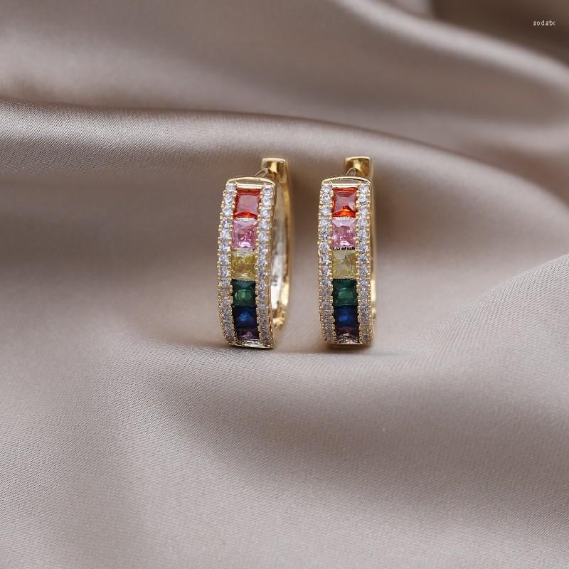 Hoop Earrings Korean Design Fashion Jewelry 18K Gold Plated Exquisite Color Zircon Elegant Women's Daily Work Accessories
Hoop Earrings Korean Design Fashion Jewelry 18K Gold Plated Exquisite Color Zircon Elegant Women's Daily Work Accessories
