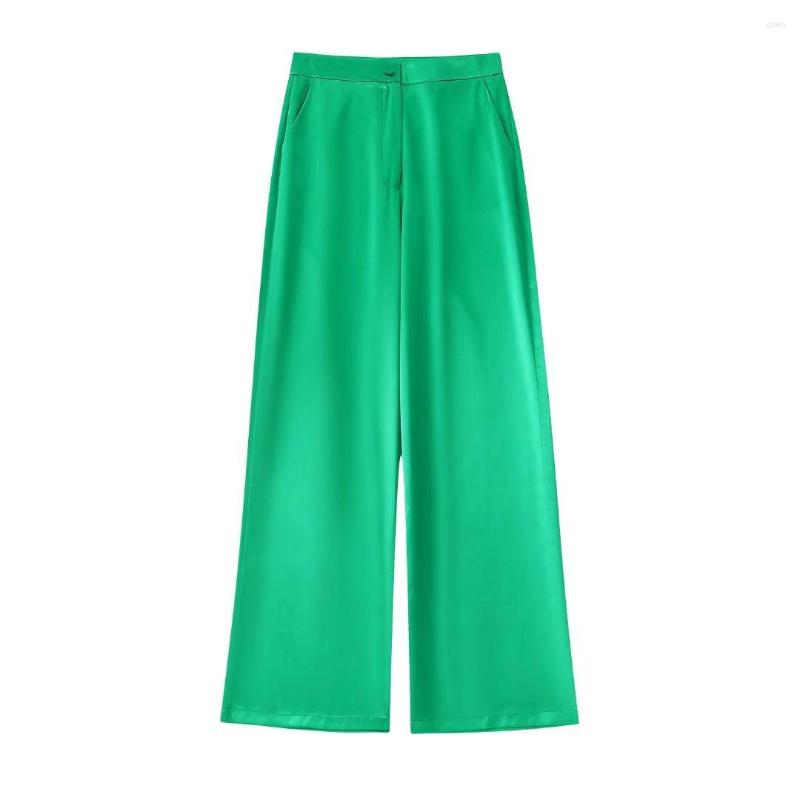 Women's Pants 2023 Women Chic Fashion Satin Straight Wine Red Color Loose Vintage High Waist Zipper Pocket Wide-legged Trousers Mu, Green
Women's Pants 2023 Women Chic Fashion Satin Straight Wine Red Color Loose Vintage High Waist Zipper Pocket Wide-legged Trousers Mu, Green