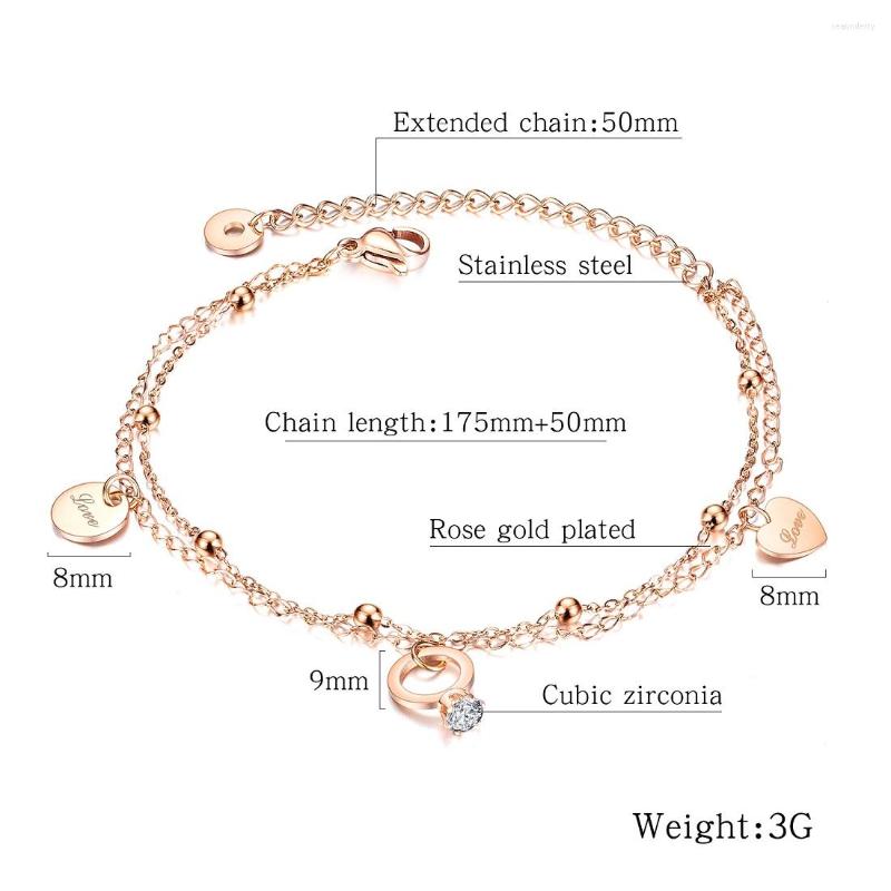 Anklets FATE LOVE Brand For Women Ladies Simple Style Foot Chains Silver Rose Gold Color Fashion Jewelry