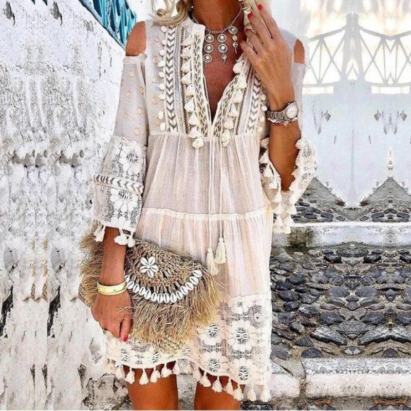 Casual Dresses Beach Wear Deep V Tassel Summer 2023 Floral Embroidery Lace Vestidos Vintage Long Sleeve Mini Dress For Women, White
Casual Dresses Beach Wear Deep V Tassel Summer 2023 Floral Embroidery Lace Vestidos Vintage Long Sleeve Mini Dress For Women, White
