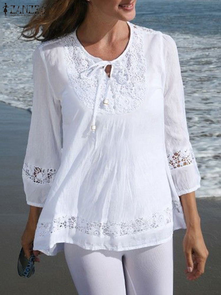 Women's Blouses Shirts Bohemian Stylish Casual Oversized Work OL Blusa ZANZEA Women Spring Lace Patchwork Blouse Femme 3/4 Sleeve Lace-Up Holiday Shirt 230203, E-army green
Women's Blouses Shirts Bohemian Stylish Casual Oversized Work OL Blusa ZANZEA Women Spring Lace Patchwork Blouse Femme 3/4 Sleeve Lace-Up Holiday Shirt 230203, E-army green