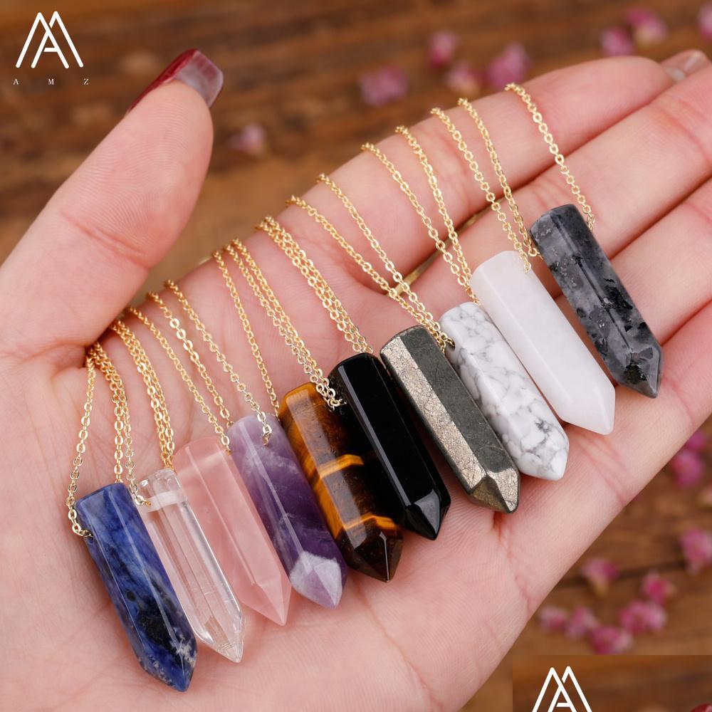 Pendant Necklaces Single Gemstone Point Beads Boho Women Necklace Healing Crystal Chakra Stone Gold Summer Jewelry Gift For Dhgarden Dh1Ch
Pendant Necklaces Single Gemstone Point Beads Boho Women Necklace Healing Crystal Chakra Stone Gold Summer Jewelry Gift For Dhgarden Dh1Ch