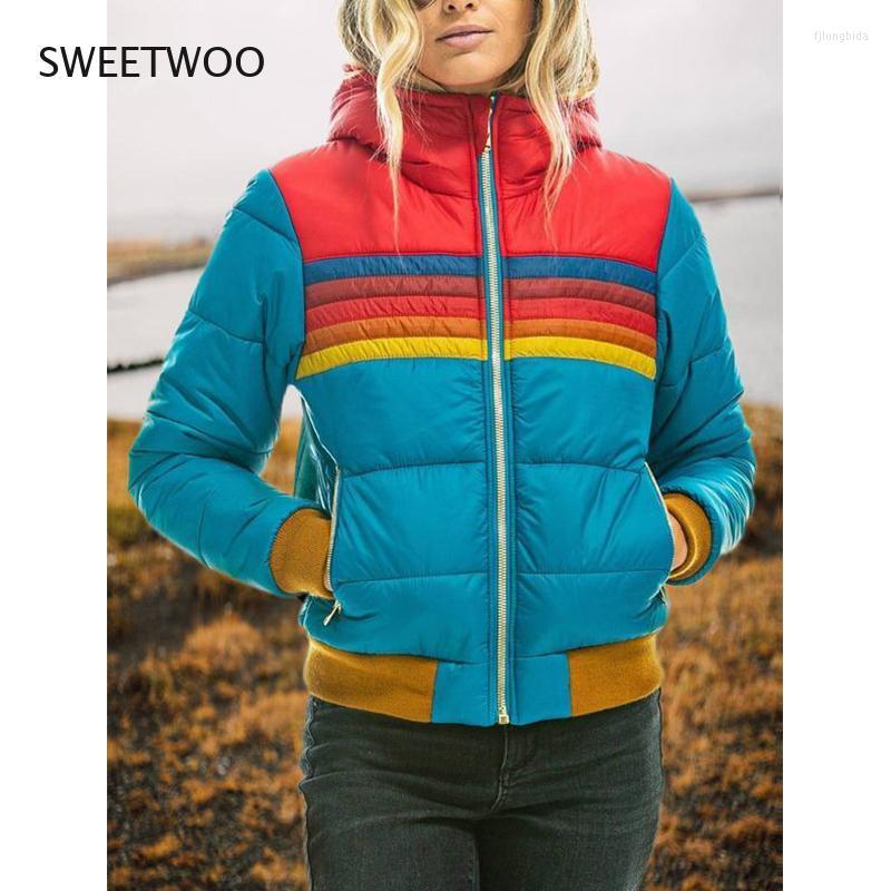 Women's Trench Coats Winter Autumn Women Short Coat Warm Outerwear Parkas Hat Rainbow Jacket Stripe Splicing Puffer Parka, Black
Women's Trench Coats Winter Autumn Women Short Coat Warm Outerwear Parkas Hat Rainbow Jacket Stripe Splicing Puffer Parka, Black