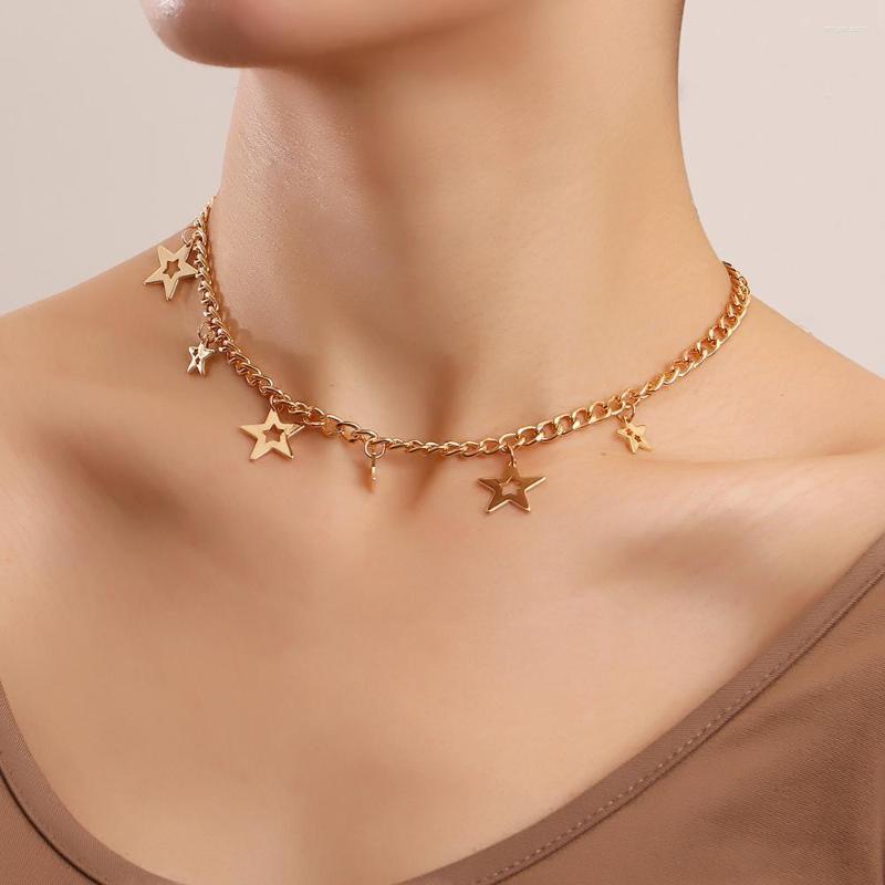 Chains Fashion Women Simple Star Tassel Choker Necklace Creative Single Layered Hollow Pentagram Pendant Clavicle Necklaces Collar
Chains Fashion Women Simple Star Tassel Choker Necklace Creative Single Layered Hollow Pentagram Pendant Clavicle Necklaces Collar