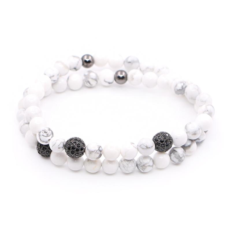 Strand Beaded Strands Mestylish Brand Bracelets Howlite & Gun Metal CZ Beads Double Layer Bead Pulseras Hombre Charm BraceletBeaded
Strand Beaded Strands Mestylish Brand Bracelets Howlite & Gun Metal CZ Beads Double Layer Bead Pulseras Hombre Charm BraceletBeaded