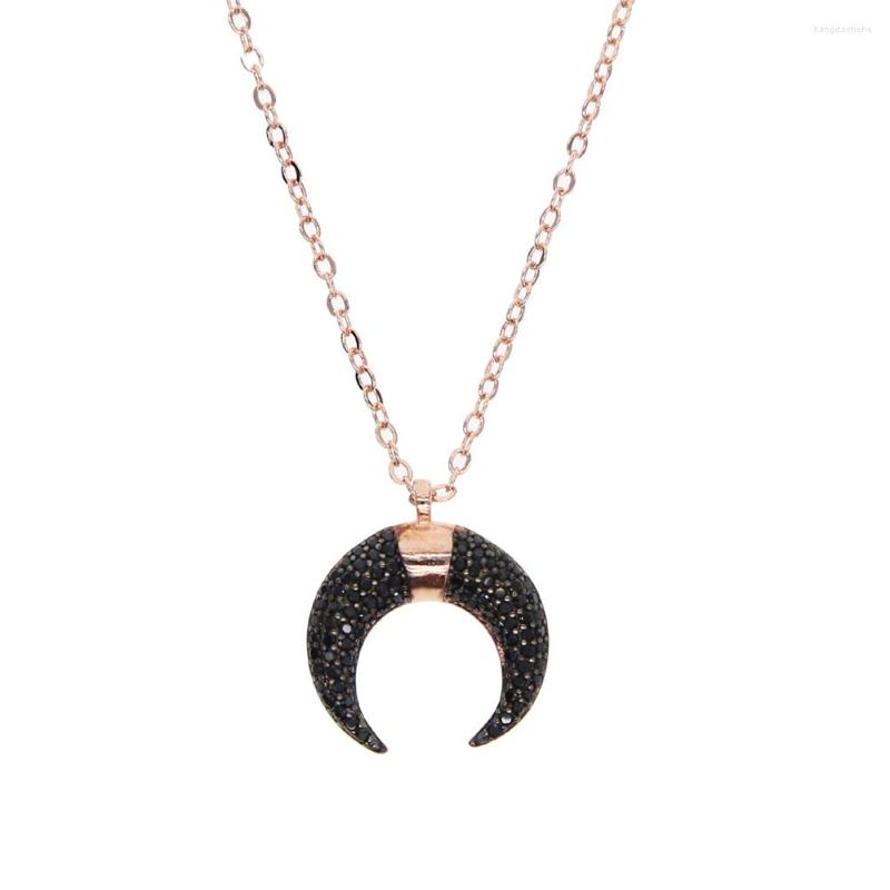 Chains Black Cubic Zirconia Rose Gold Color Horn Pendant Necklace 2023 Fashion Jewelry Collar
Chains Black Cubic Zirconia Rose Gold Color Horn Pendant Necklace 2023 Fashion Jewelry Collar