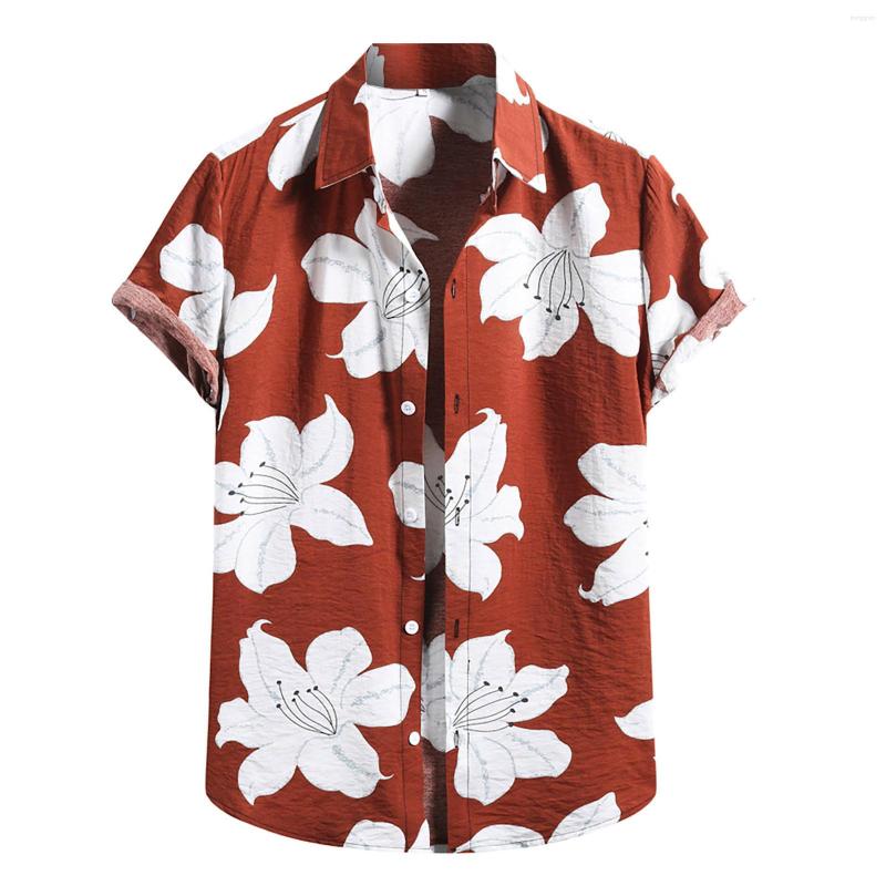 Men' Casual Shirts Summer Short Sleeve Shirt Men Hawaiian Cotton Turn-down Collar Soft Floral Print Aloha Loose Button Streerwear Tops, Red
Men' Casual Shirts Summer Short Sleeve Shirt Men Hawaiian Cotton Turn-down Collar Soft Floral Print Aloha Loose Button Streerwear Tops, Red