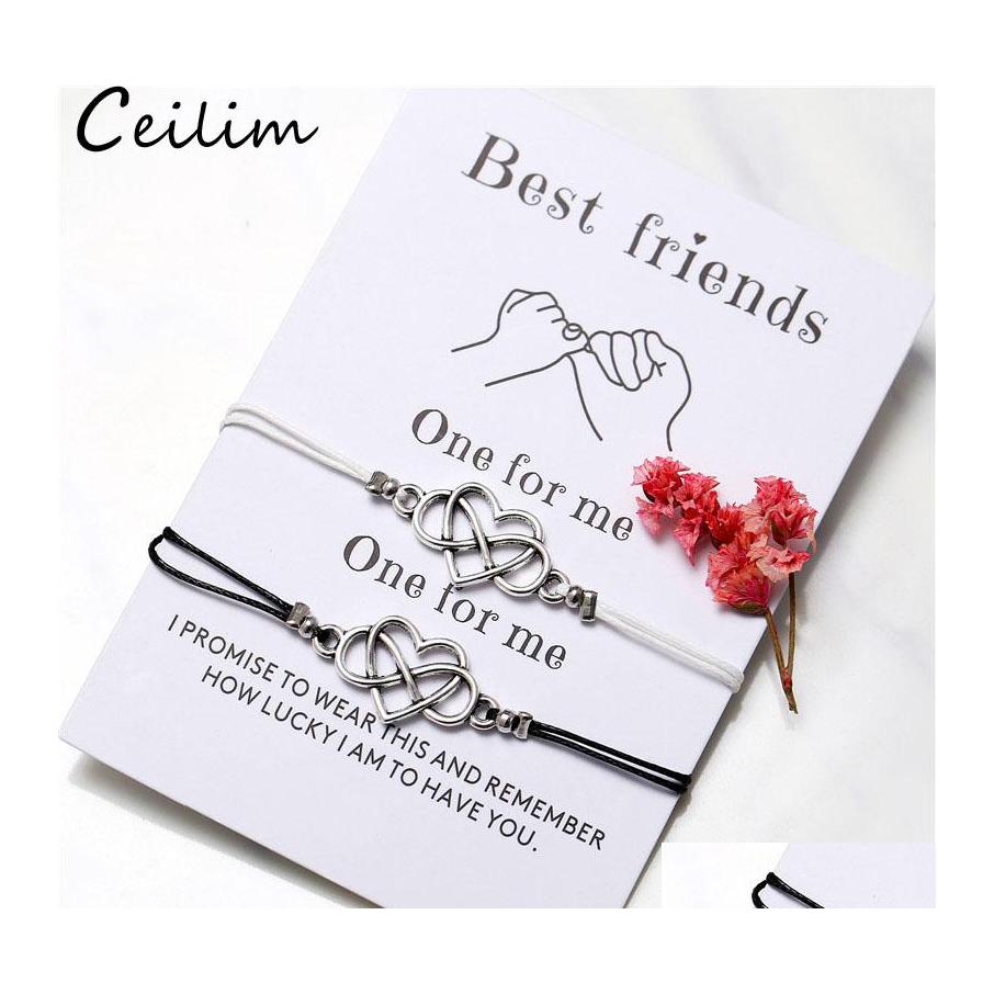 Charm Bracelets Bohemian Heart Couples Set For Women Men Infinite Knot Wax Rope Bracelet Friend Wish Card Jewelry 2Pcs/Set Drop Deliv Otgbc
Charm Bracelets Bohemian Heart Couples Set For Women Men Infinite Knot Wax Rope Bracelet Friend Wish Card Jewelry 2Pcs/Set Drop Deliv Otgbc